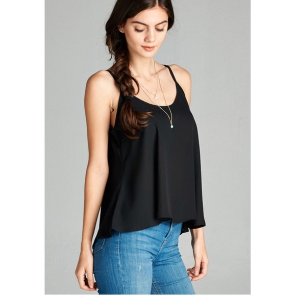 NWT Double Scoop Neck Swing Cami Top, Black - Picture 4 of 4